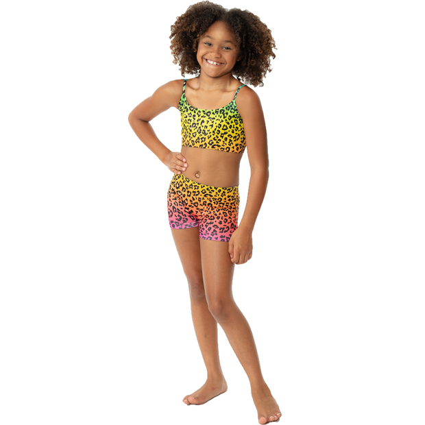 Girl's (7-12) Ombre Leopard Boy Shorts