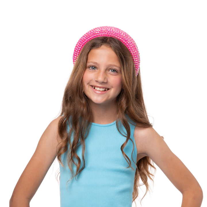 Colored Rhinestone Puff Headband