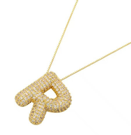 Gold Crystal Initial Necklaces