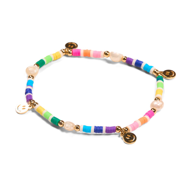 Rainbow Beaded with Baby Smiley Face Charms Bracelet