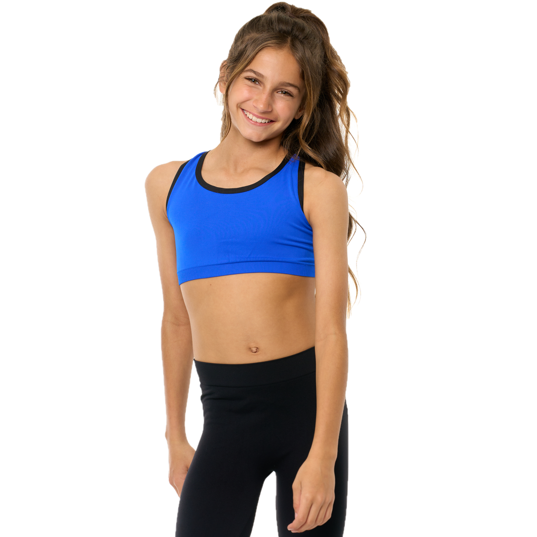 Salsationサルセーション Cotton Bra Darkblue XS Contrast Strappy Back Sport Bra Ages 8-14 – Malibu Sugar
