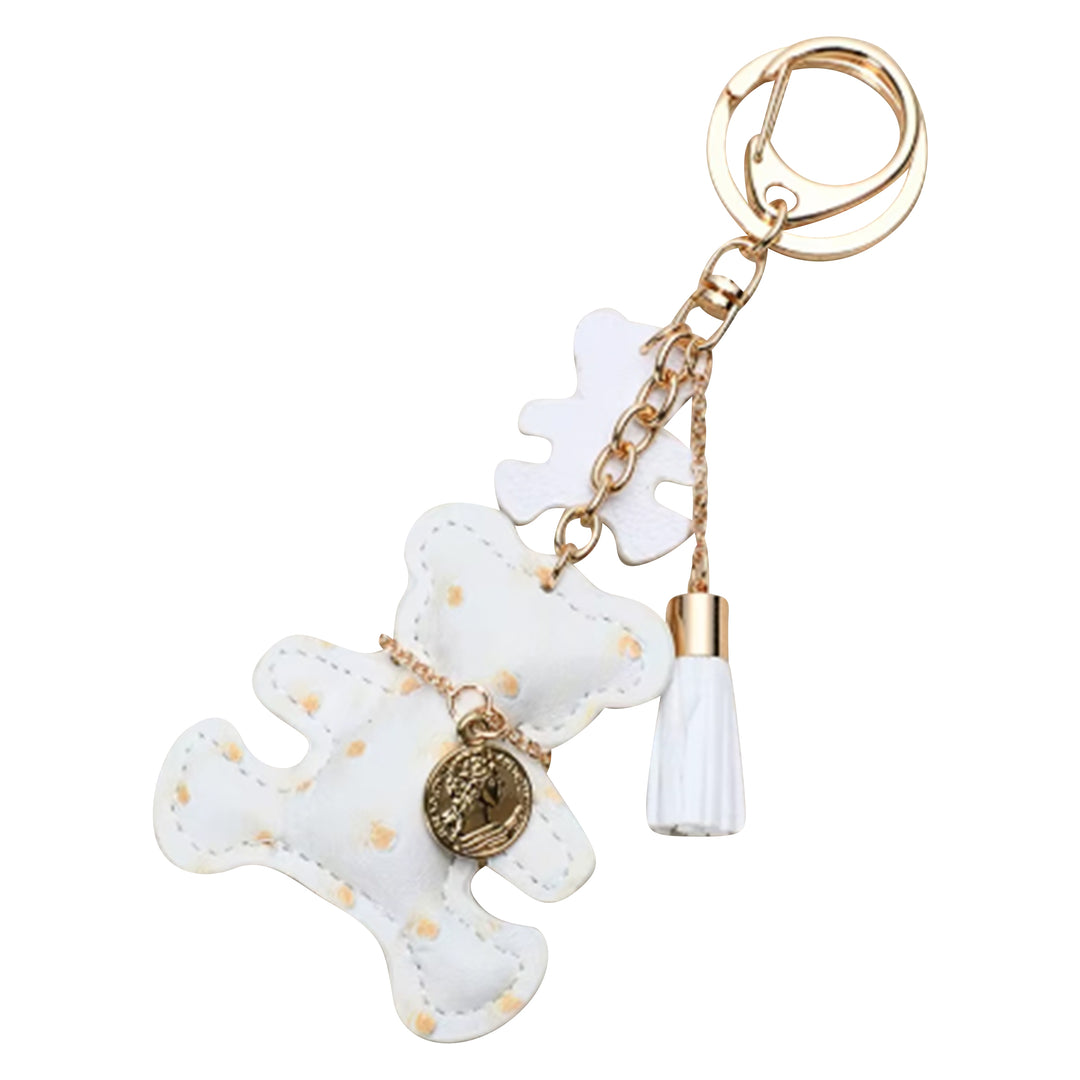 Teddy Bear Keychain Bag Charms - Faux Leather