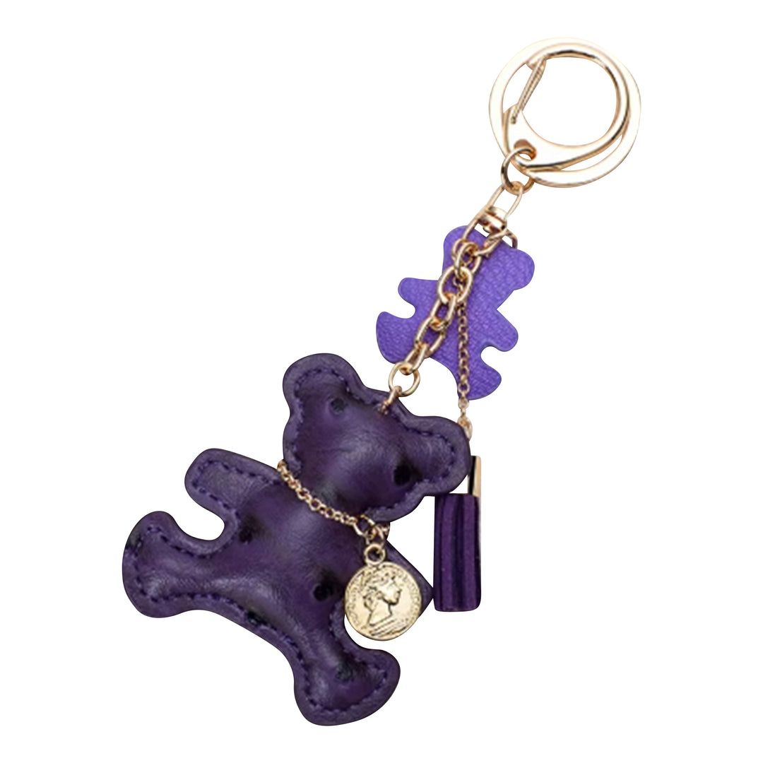 Teddy Bear Keychain Bag Charms - Faux Leather