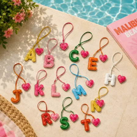 Initial w/ Heart Bag Charms