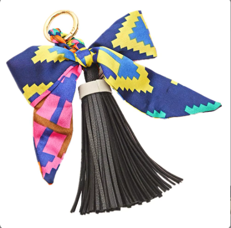 Faux Leather Tassel w/ Twilly Scarf Bag Charms - 8 colors