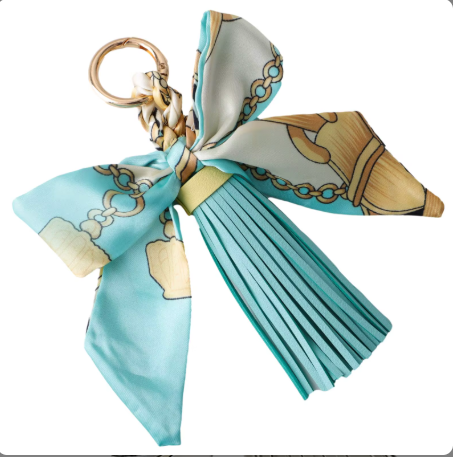 Faux Leather Tassel w/ Twilly Scarf Bag Charms - 8 colors