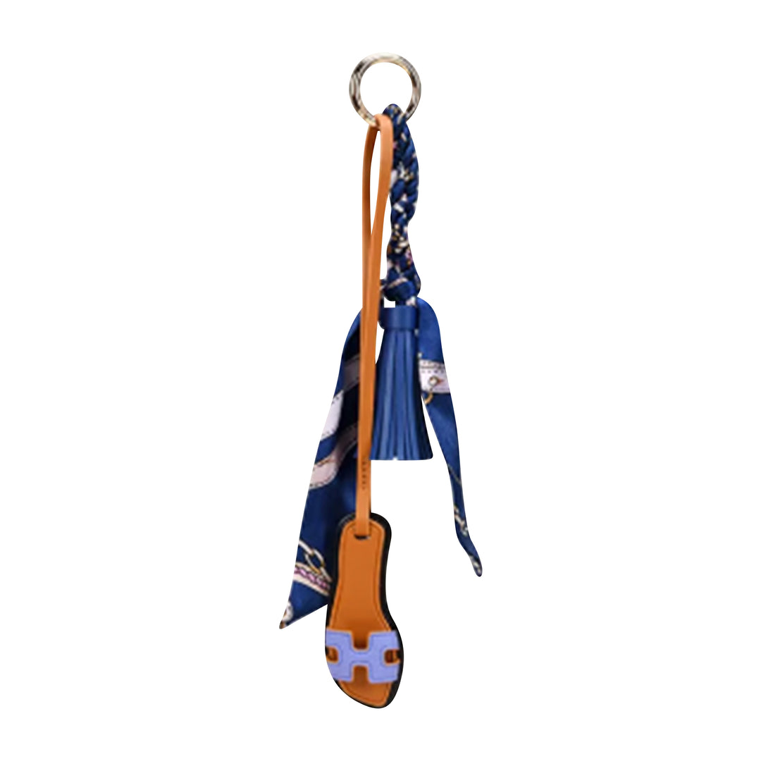Faux Leather Designer Sandal w/ Twilly Scarf Bag Charms