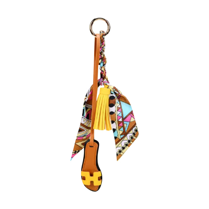 Faux Leather Designer Sandal w/ Twilly Scarf Bag Charms