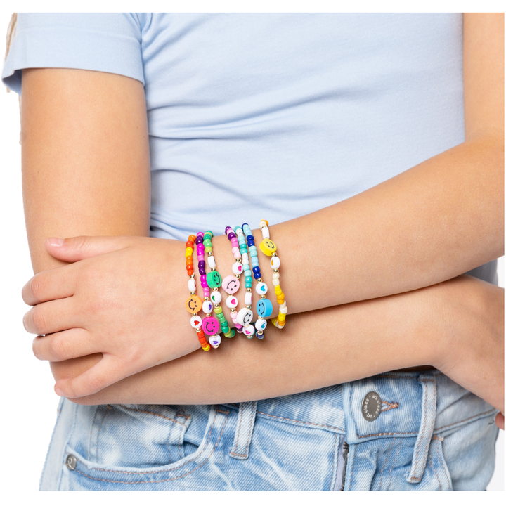 Assorted Colors Beaded Happy Face Bracelets