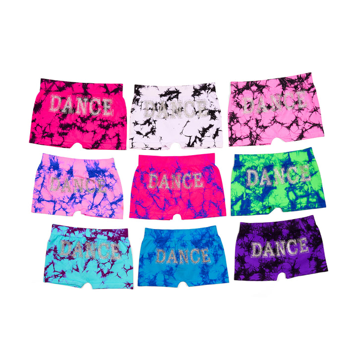 Girl's (7-10) "DANCE" Tie Dye Boy Shorts