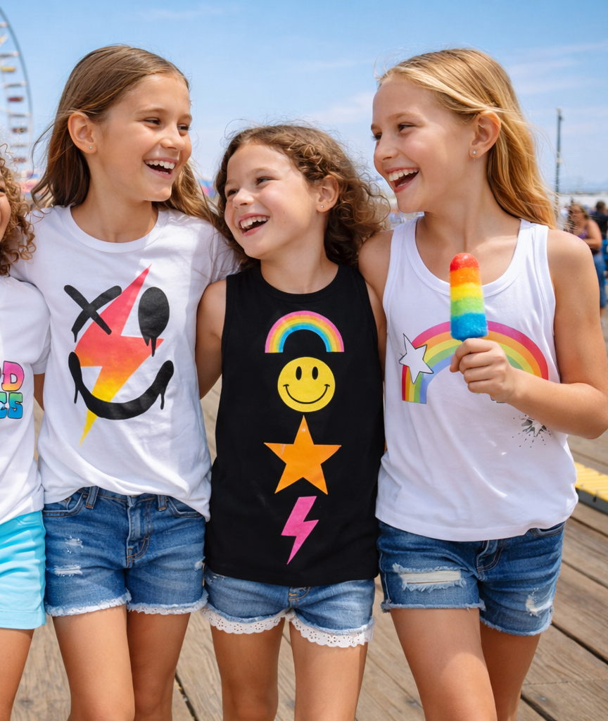Little Girls (4-6x) Sleeveless Tee Rainbow with Stars screen
