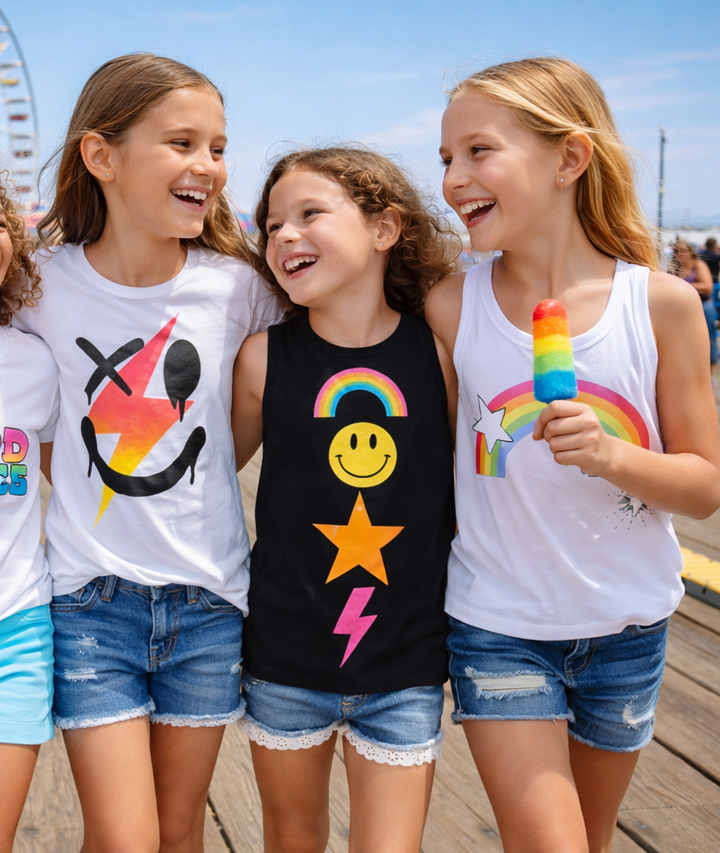 Little Girls (4-6x) Sleeveless Tee Rainbow with Stars screen