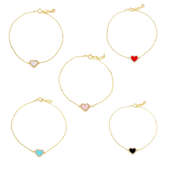 Enamel Heart Bracelets - 5 Colors