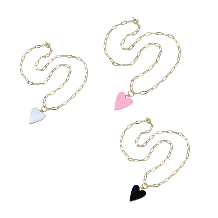 Enamel Heart Necklace Collection - 3 Colors