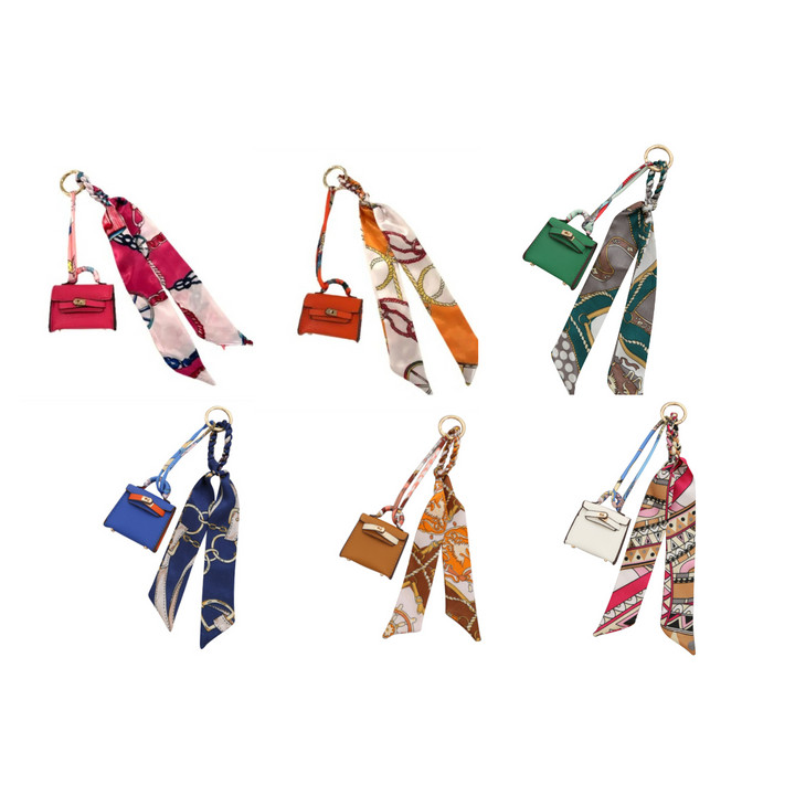 Mini Designer Bag w/ Twilly Scarf Bag Charms