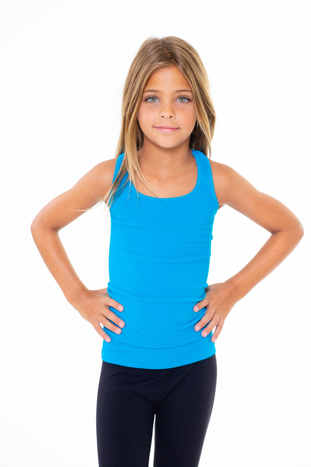 Girl's (7-10) Solid Ribbed Racer Back Tank Top