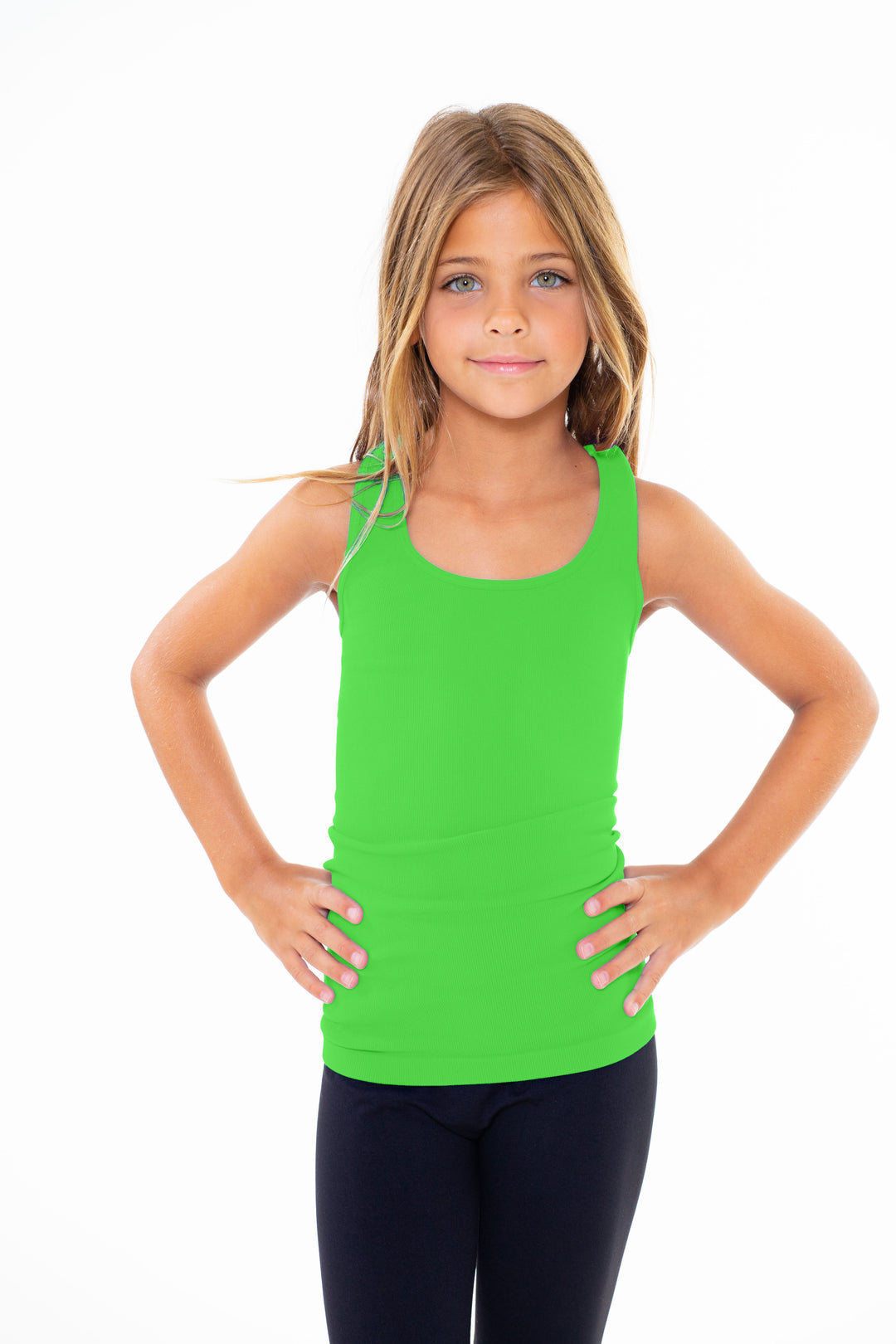 Girl's (7-10) Solid Ribbed Racer Back Tank Top