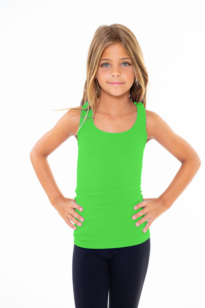 Girl's (7-10) Solid Ribbed Racer Back Tank Top