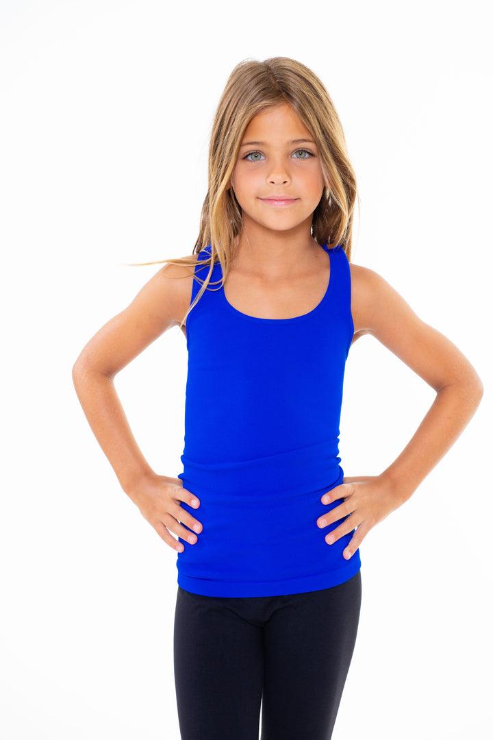 Girl's (7-10) Solid Ribbed Racer Back Tank Top