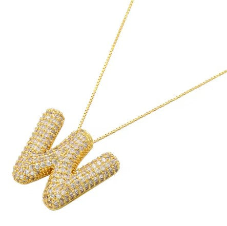 Gold Crystal Initial Necklaces