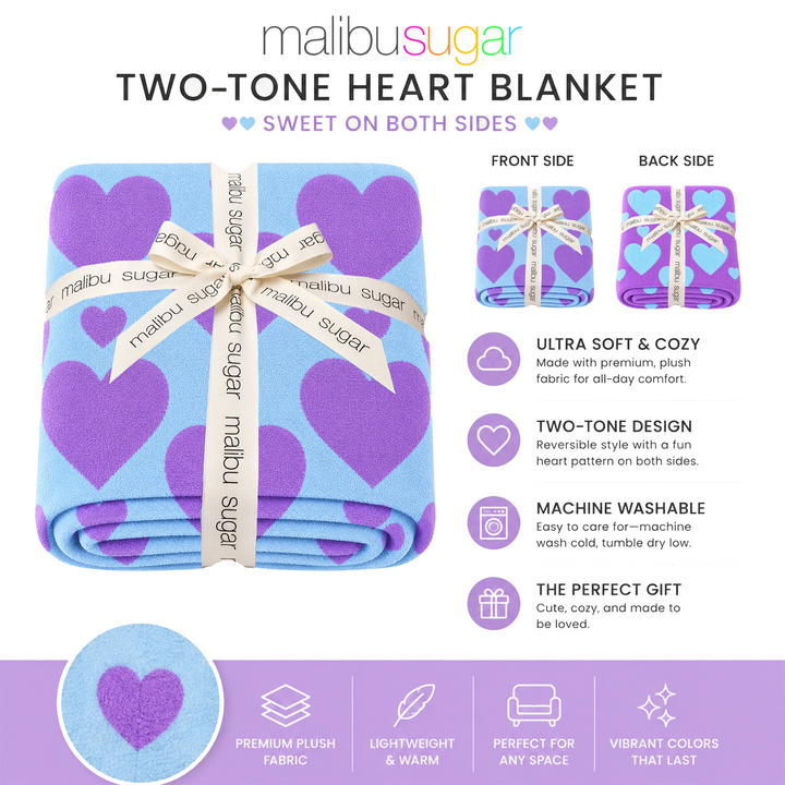 Malibu Sugars' Two Tone Heart Reversible Blanket