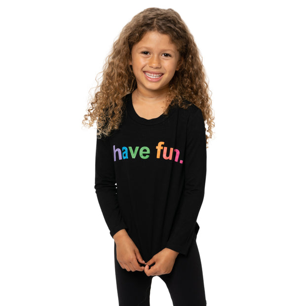 Little Girl's Long Sleeve Tunic with Have Fun screen
