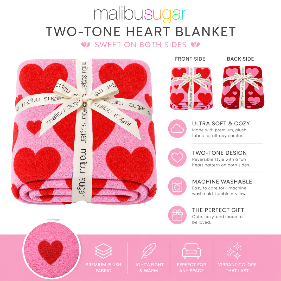Malibu Sugars' Two Tone Heart Reversible Blanket