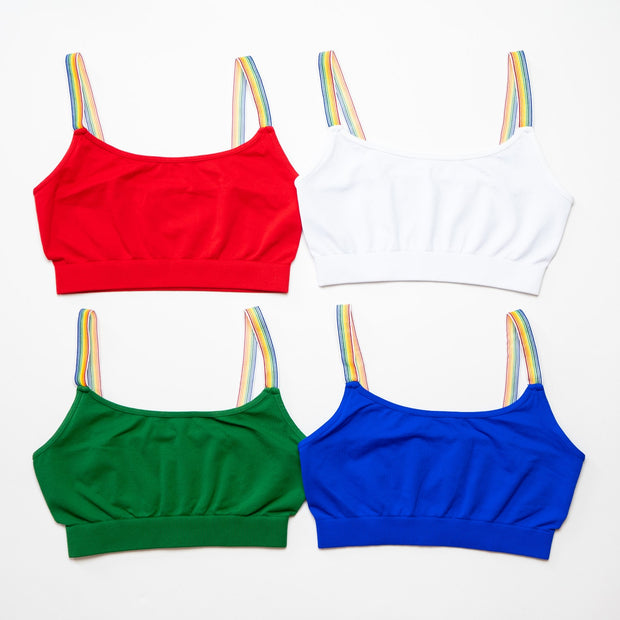 Band Bra Cami with Rainbow Elastic Straps for Girls 8-14