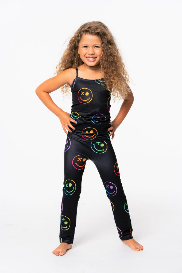 Little Girl's (4-6x) Black with Ombre Happy Faces Leggings