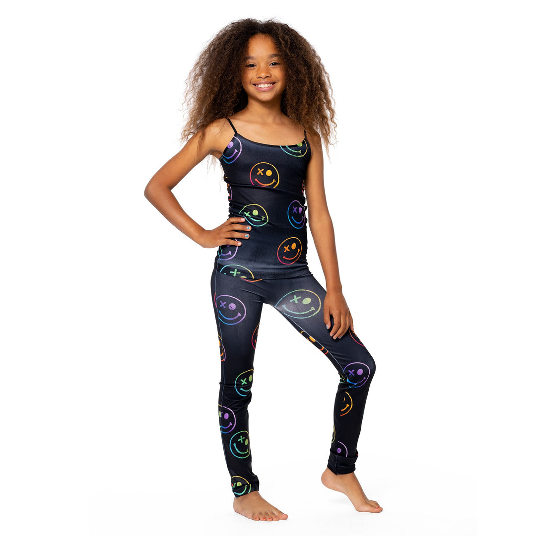 Girl's (8-12) Black with Ombre Happy Faces Full Cami