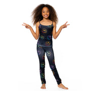 Girl's (7-10) Black with Ombre Happy Faces Leggings