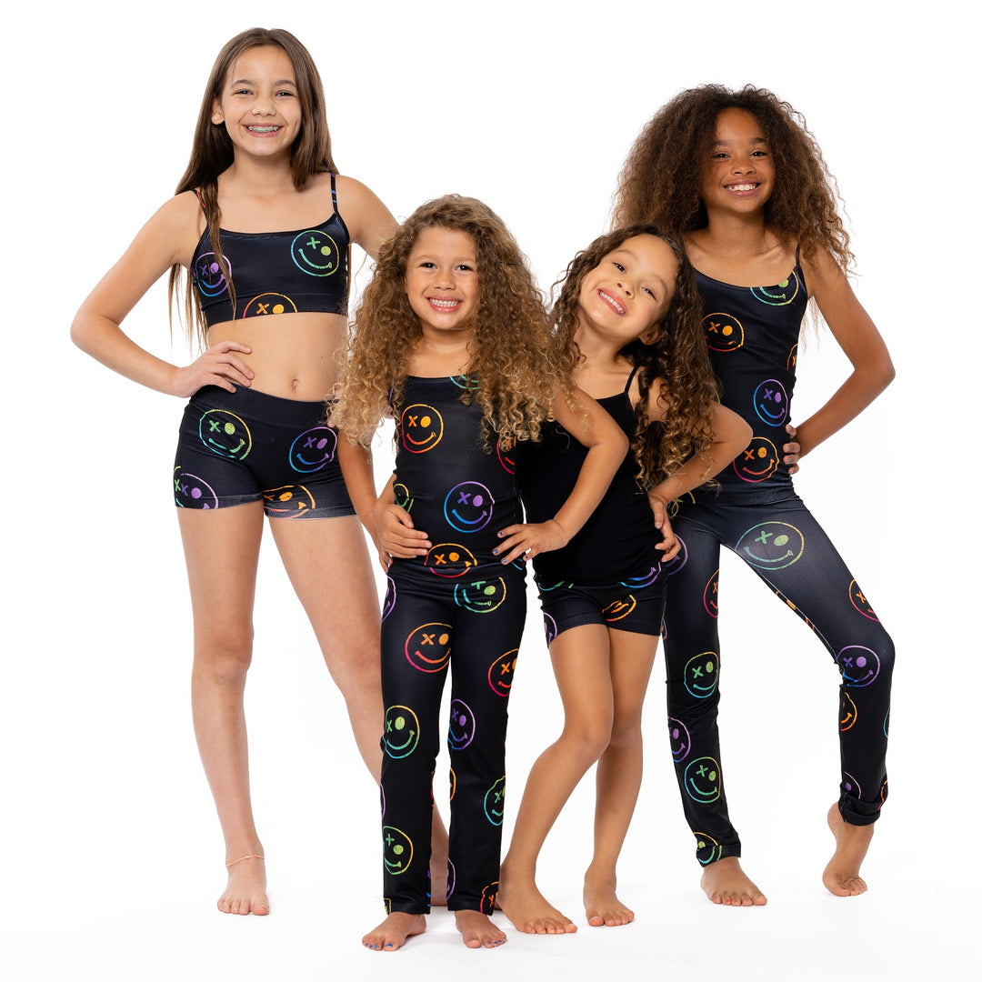 Little Girl's (4-7) Black with Ombre Happy Faces Leggings