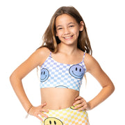 Ombre Checker Board with Happy Face Bandeau Bra Cami for Girls 8-14