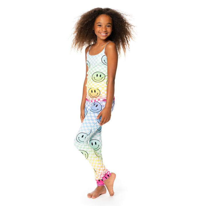 Girl's (7-10) Ombre Checker Board with Happy Face Full Cami