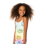 Ombre Checker Board with Happy Face Full Cami for Girls 7-10