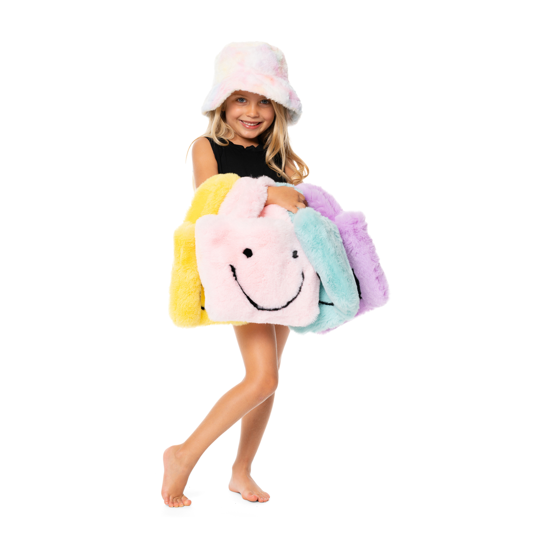 Fuzzy Happy Faces Purse – Malibu Sugar