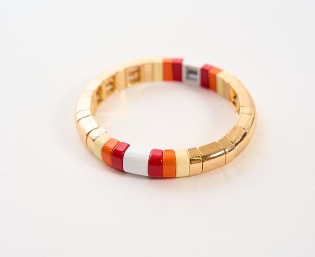 Gold & Enamel Colored Tile Bracelet Collection