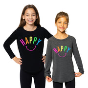 Girl's (8-14) Long Sleeve Tunic with HAPPY screen