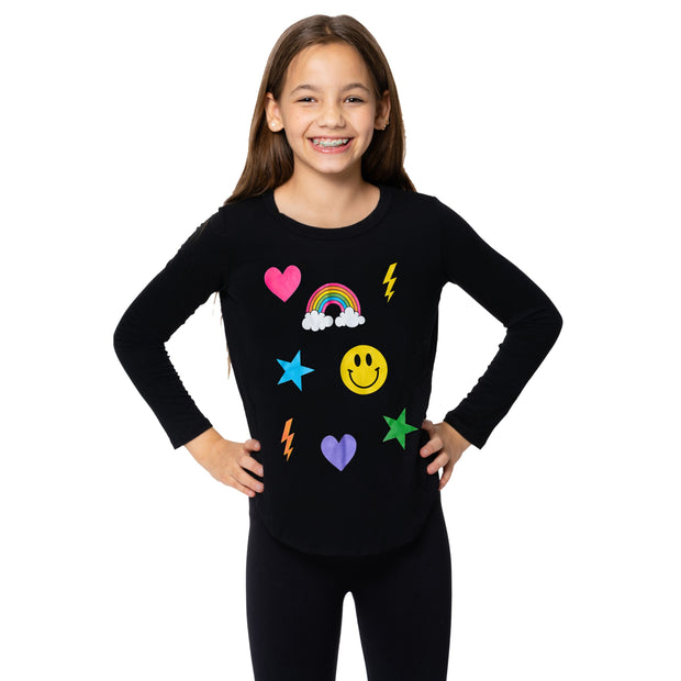 Girl's (8-14) Long Sleeve Tunic with Scattered Icons screen