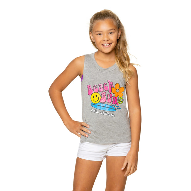 Girls (8-14) Sleeveless T-Shirt with Beach Bum Screen