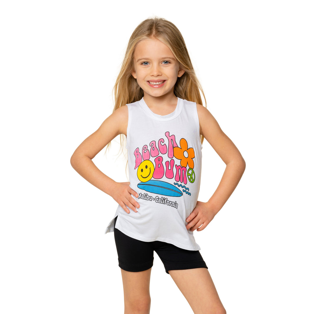 Girls (8-14) Sleeveless T-Shirt with Beach Bum Screen