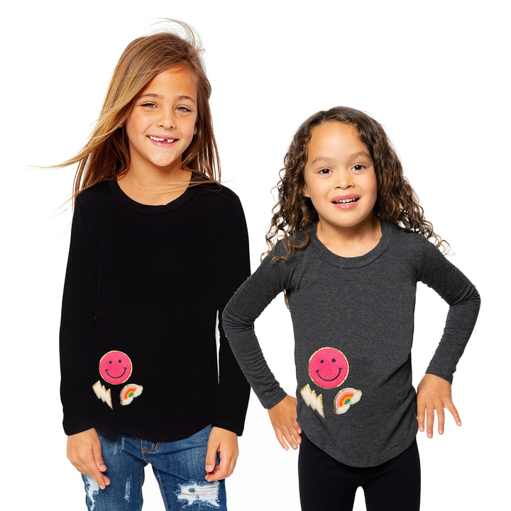 Little Girl's Long Sleeve Tunic with Glitter Chenille Patches