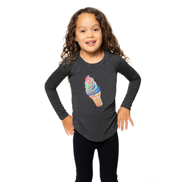 Little Girl's Long Sleeve Tunic with Ice Cream Patch