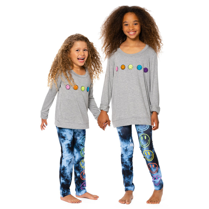 Little Girl's Sweatshirt Tee with Baby Chenille Happy Faces Patches