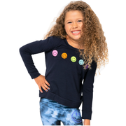Little Girl's Sweatshirt Tee with Baby Chenille Happy Faces Patches