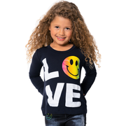 Little Girl's Sweatshirt Tee with LOVE with Ombre Happy Faces Screen