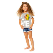Little Girls (4-6x) Short Sleeve T-Shirt with LOVE with Ombre Happy Face screen