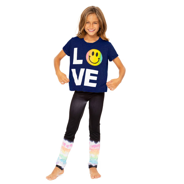 Girls (8-14) Short Sleeve T-Shirt with LOVE Ombre Happy Faces