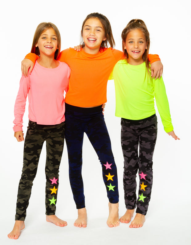 Camo Knit Leggings with Stars Embellishment for Little Girls 4-6x