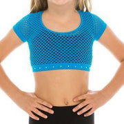 Short Sleeve Cropped Mesh Top for Little Girls 4-6x